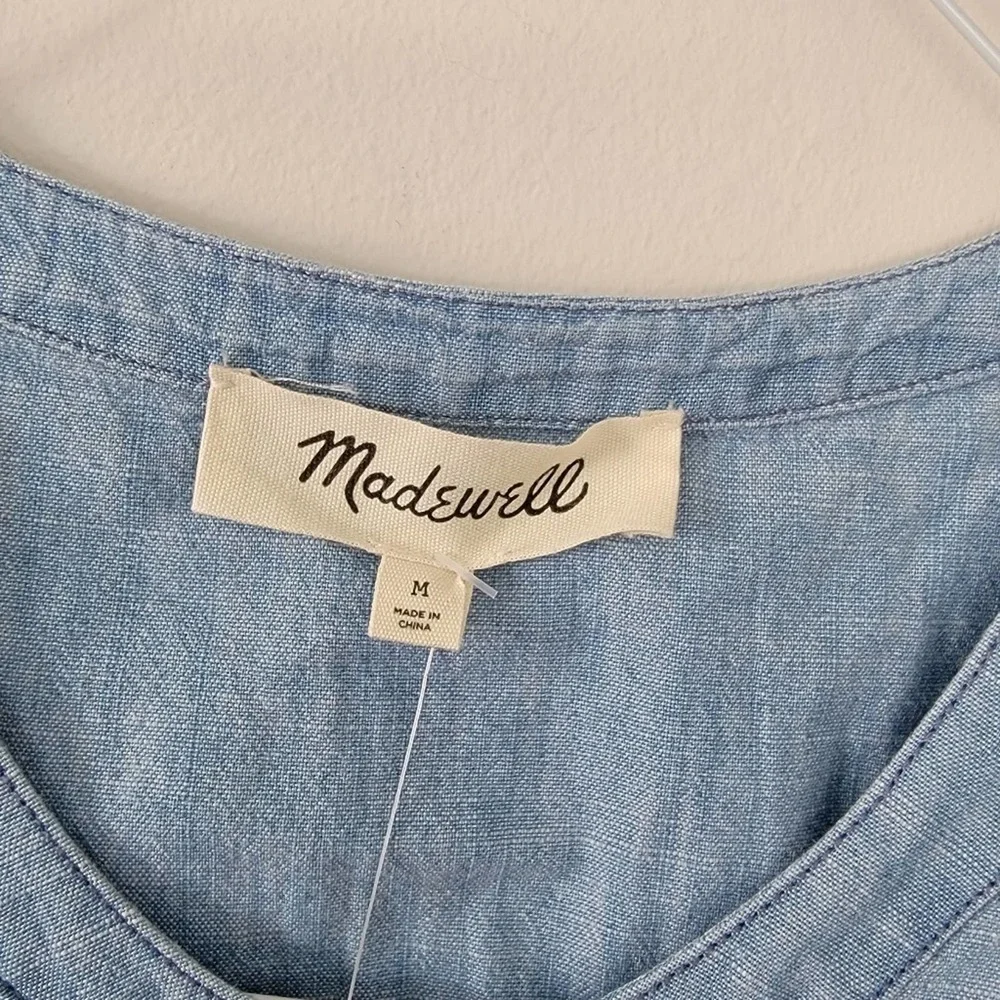 🛑 2 / $40 Sale! MADEWELL Floral Embroidered Denim Ruffle Top NWT - Picture 6 of 12